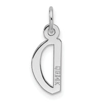 14k White Gold  Slanted Block Letter D Initial Charm-YC1526D