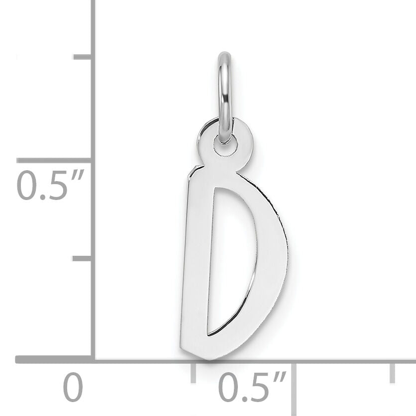 14k White Gold  Slanted Block Letter D Initial Charm-YC1526D