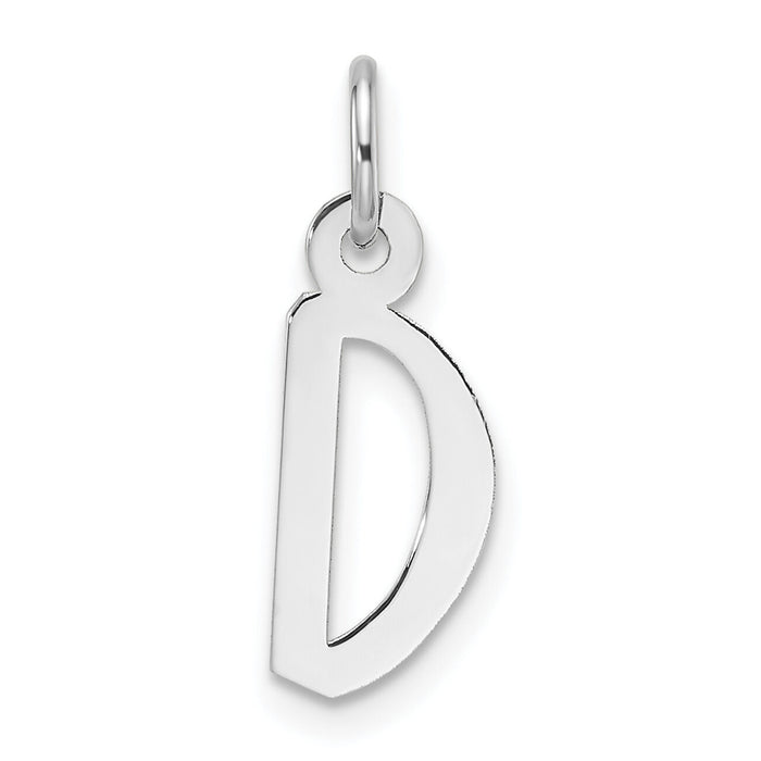 14k White Gold  Slanted Block Letter D Initial Charm-YC1526D