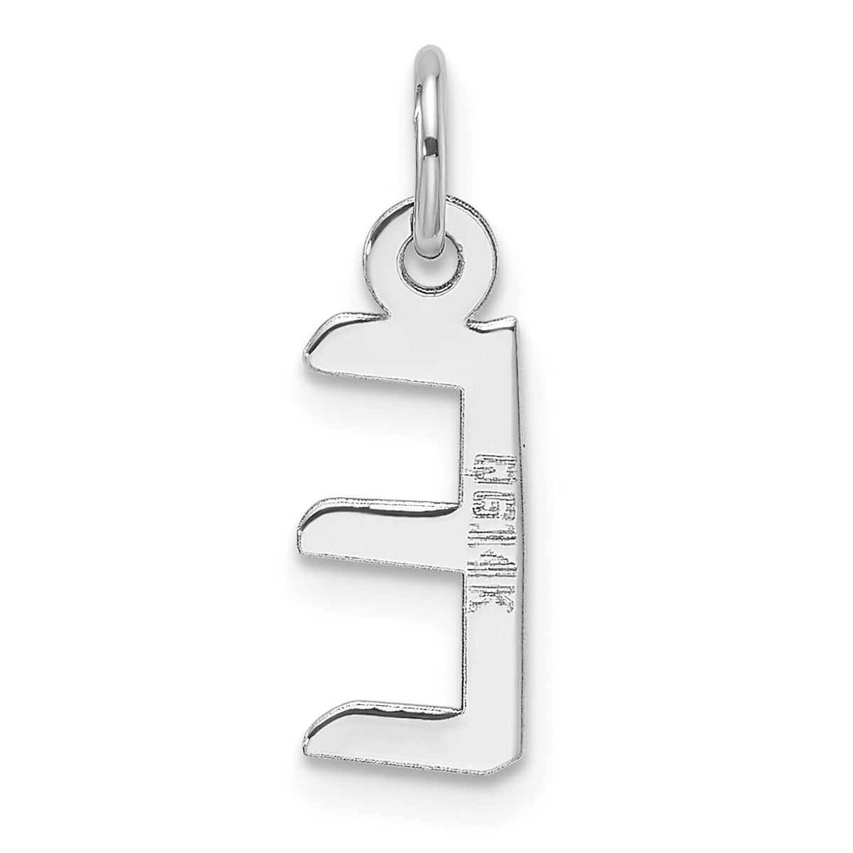 14K White Gold  Slanted Block Letter E Initial Charm-YC1526E