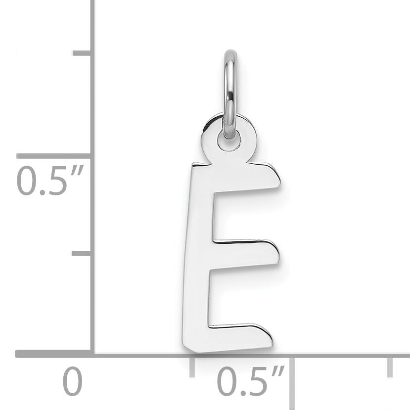 14K White Gold  Slanted Block Letter E Initial Charm-YC1526E