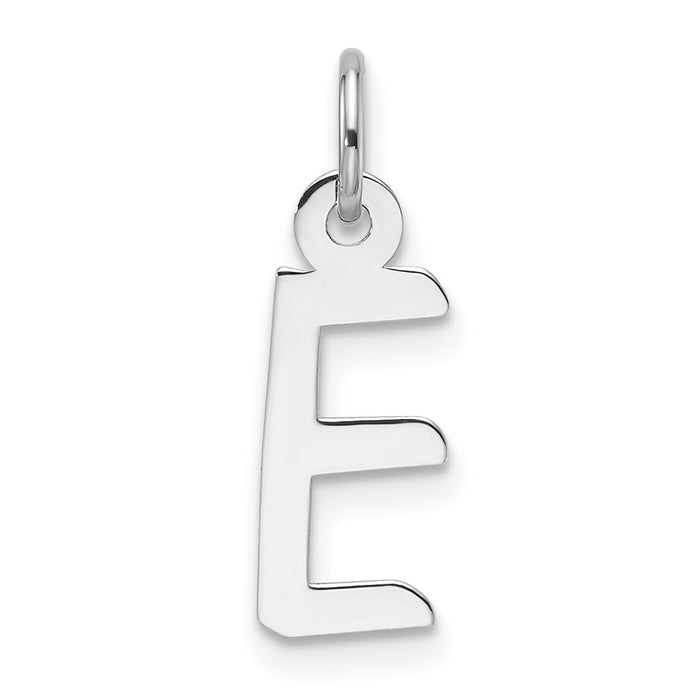 14K White Gold  Slanted Block Letter E Initial Charm-YC1526E