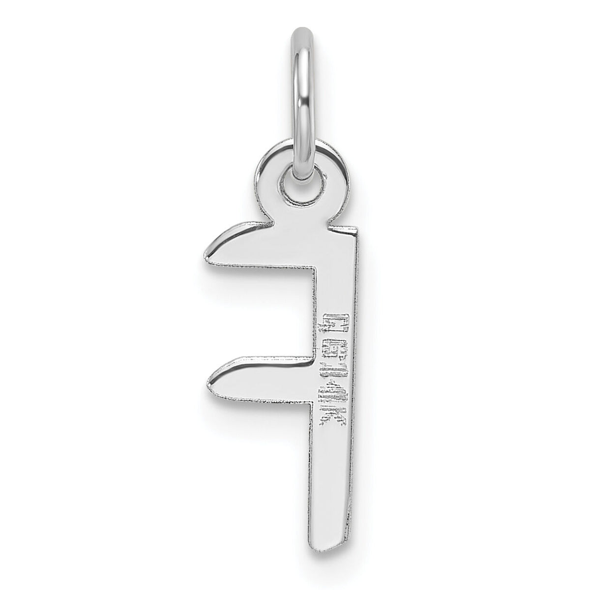 14K White Gold  Slanted Block Letter F Initial Charm-YC1526F