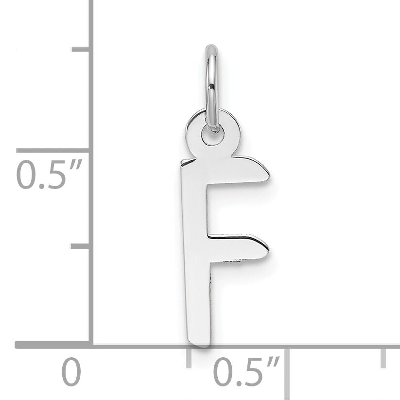 14K White Gold  Slanted Block Letter F Initial Charm-YC1526F
