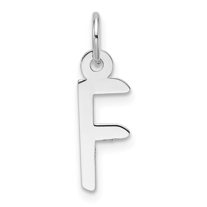 14K White Gold  Slanted Block Letter F Initial Charm-YC1526F