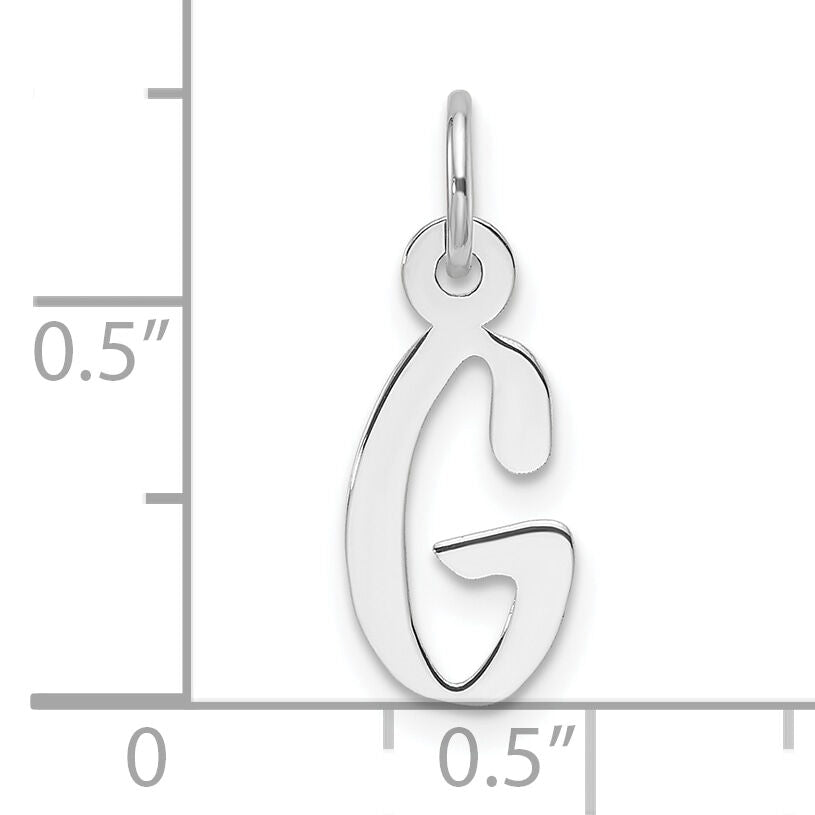 14K White Gold  Slanted Block Letter G Initial Charm-YC1526G