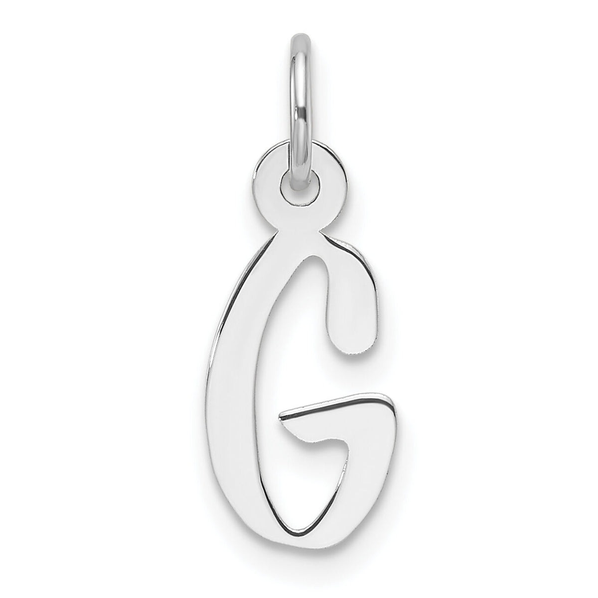 14K White Gold  Slanted Block Letter G Initial Charm-YC1526G