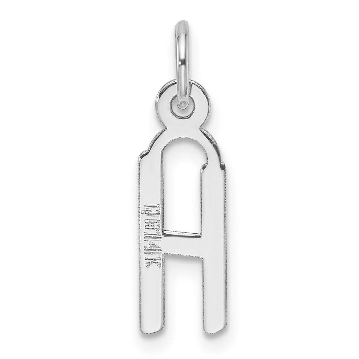 14K White Gold  Slanted Block Letter H Initial Charm-YC1526H