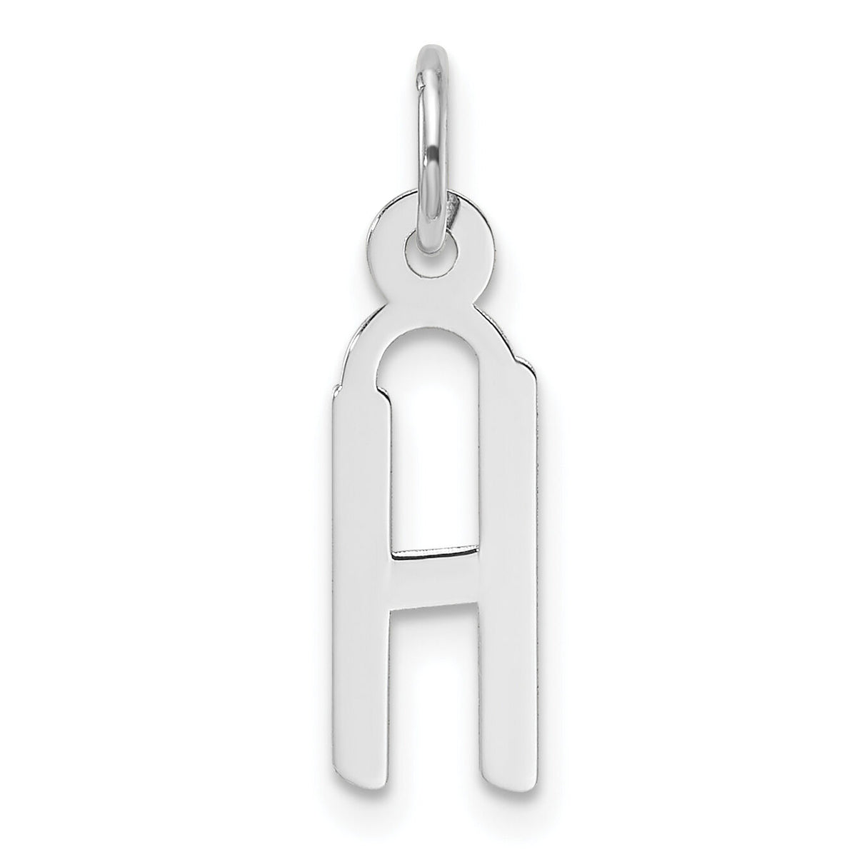 14K White Gold  Slanted Block Letter H Initial Charm-YC1526H