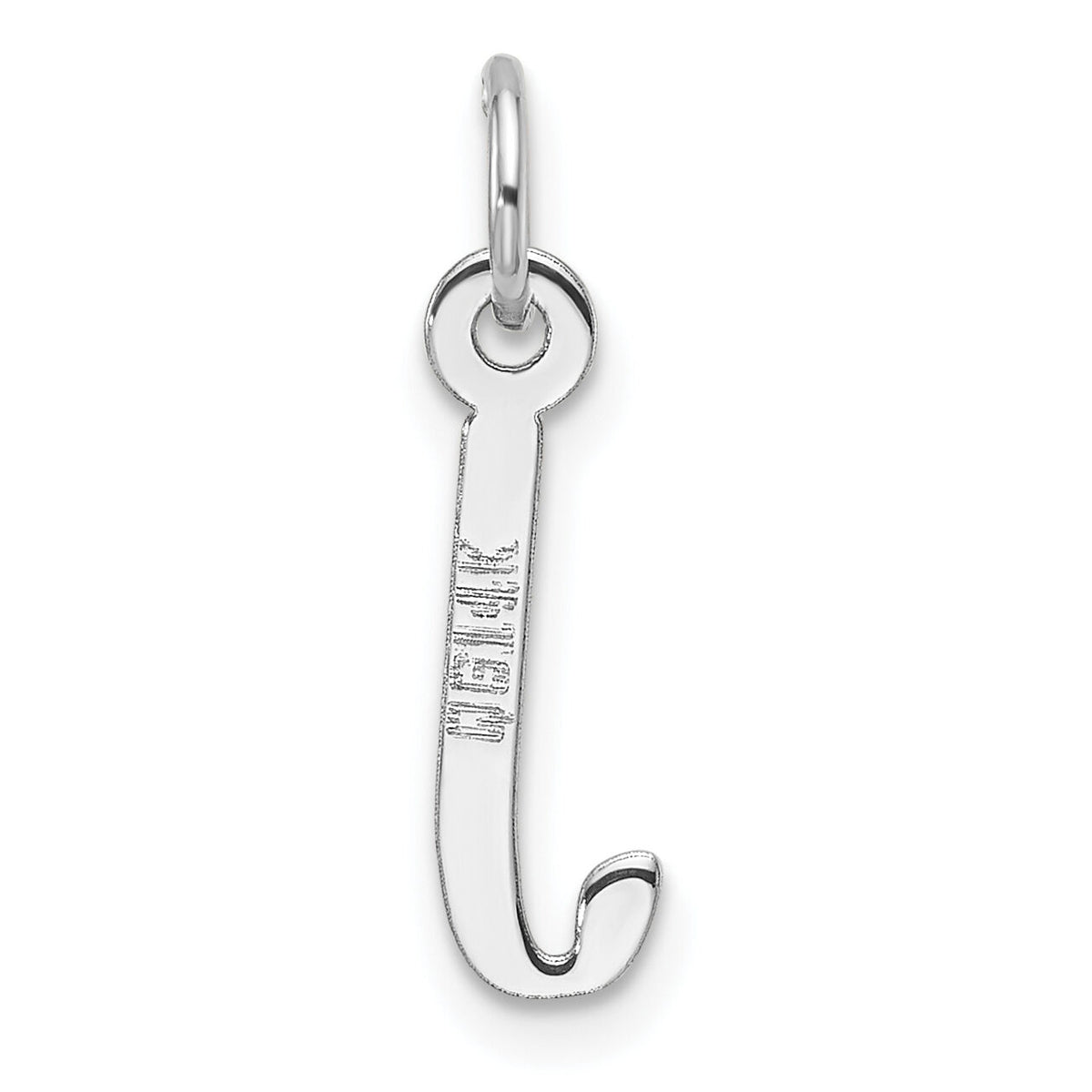 14K White Gold  Slanted Block Letter J Initial Charm-YC1526J