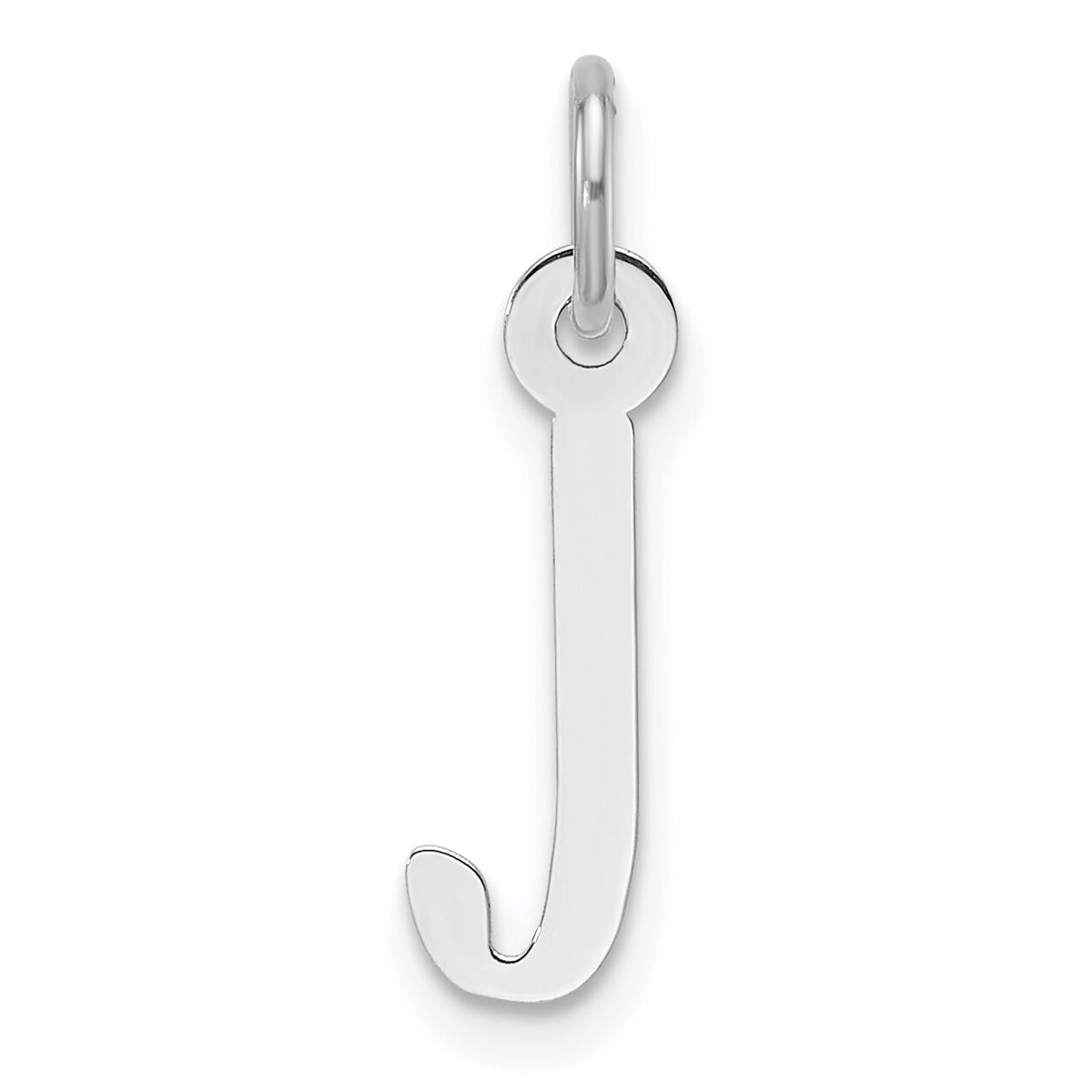 14K White Gold  Slanted Block Letter J Initial Charm-YC1526J