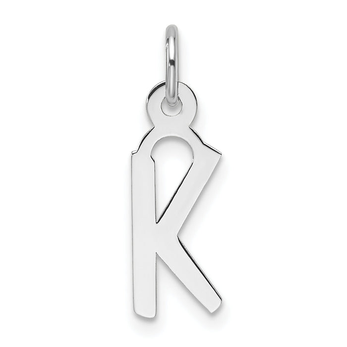 14K White Gold  Slanted Block Letter K Initial Charm-YC1526K