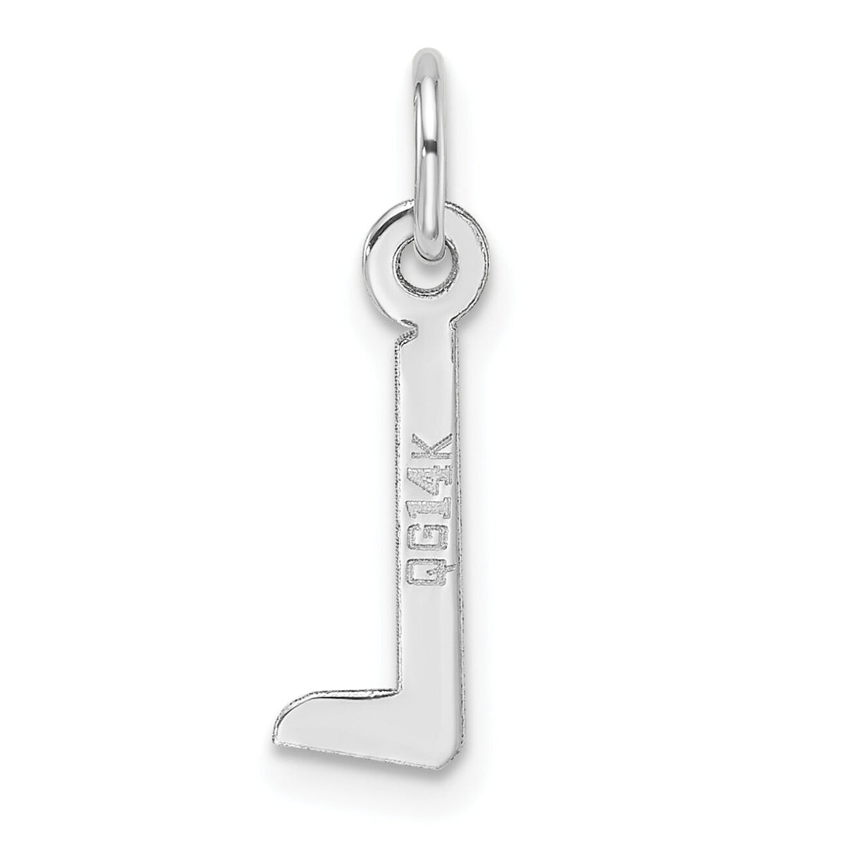 14K White Gold  Slanted Block Letter L Initial Charm-YC1526L