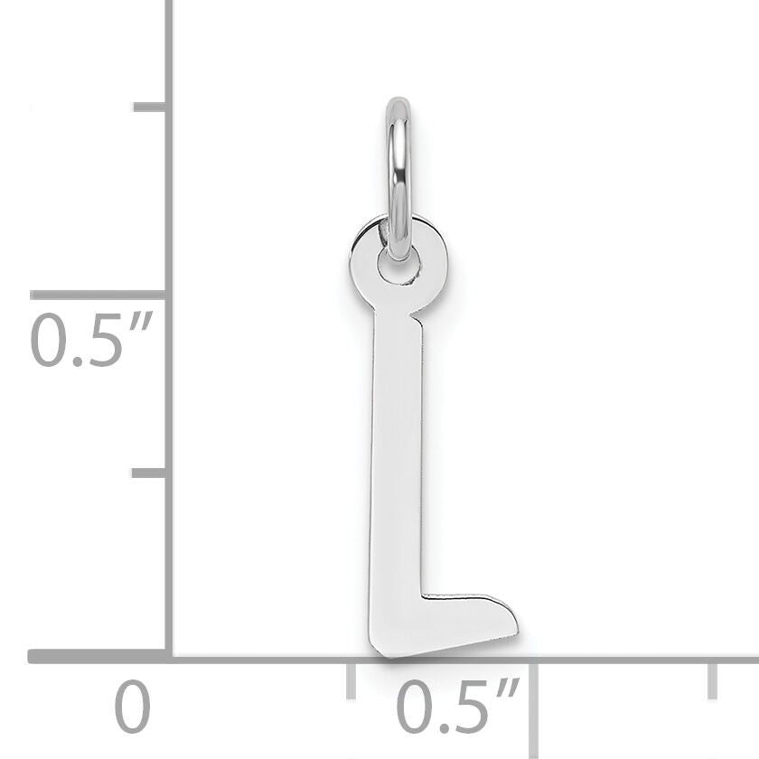 14K White Gold  Slanted Block Letter L Initial Charm-YC1526L