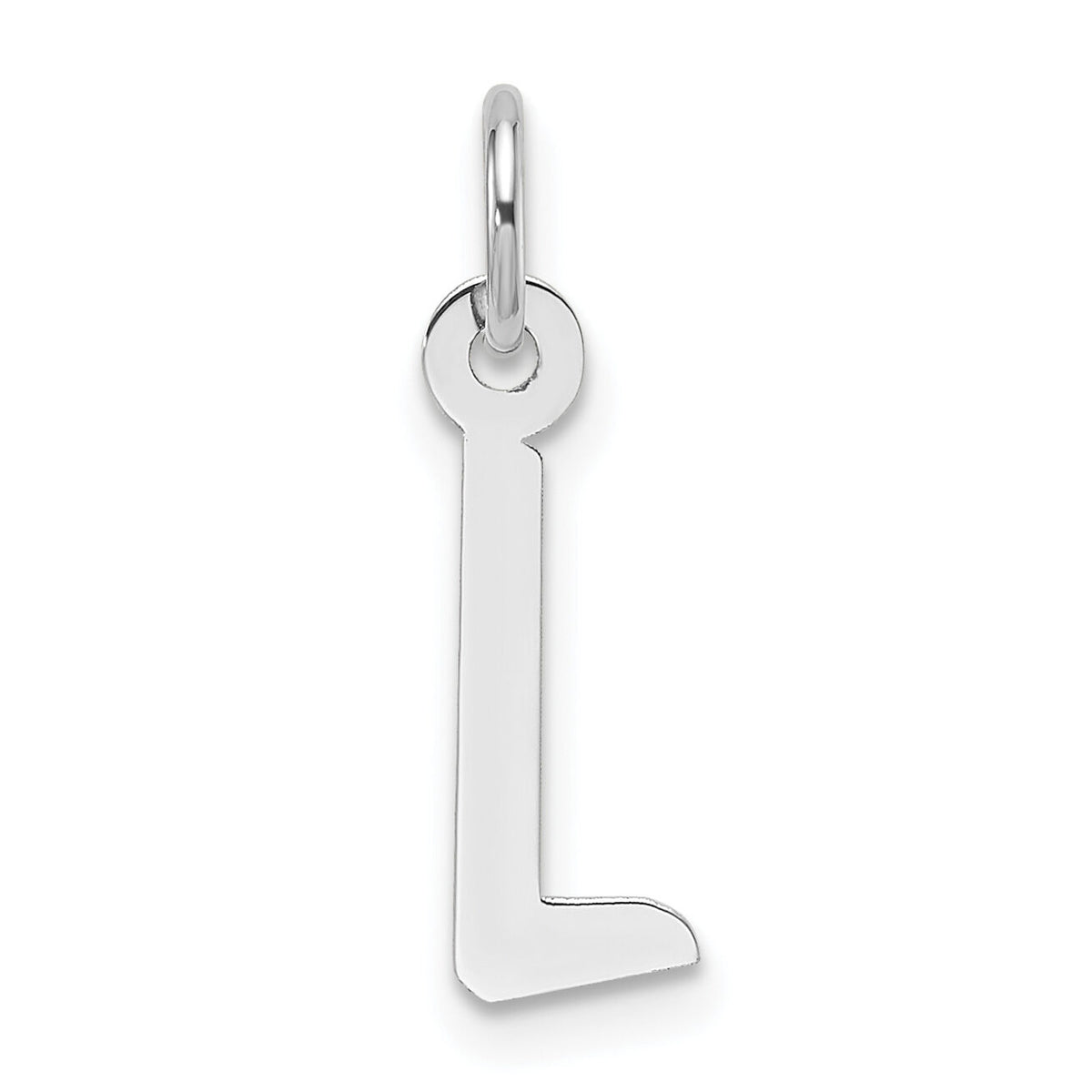 14K White Gold  Slanted Block Letter L Initial Charm-YC1526L
