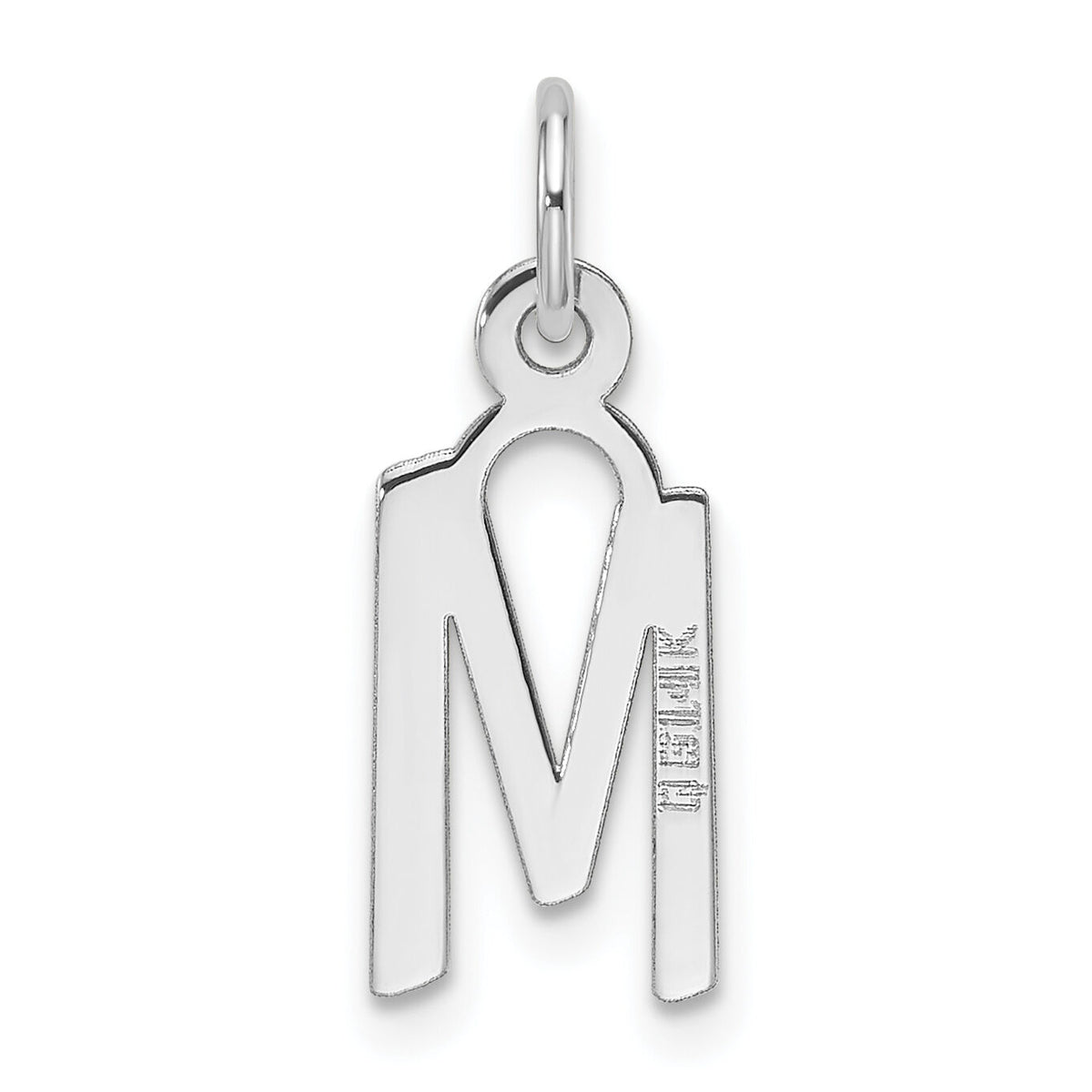14K White Gold  Slanted Block Letter M Initial Charm-YC1526M