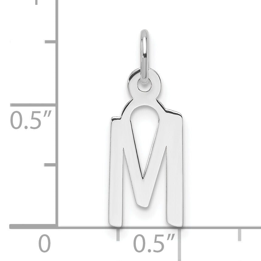 14K White Gold  Slanted Block Letter M Initial Charm-YC1526M