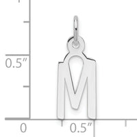14K White Gold  Slanted Block Letter M Initial Charm-YC1526M