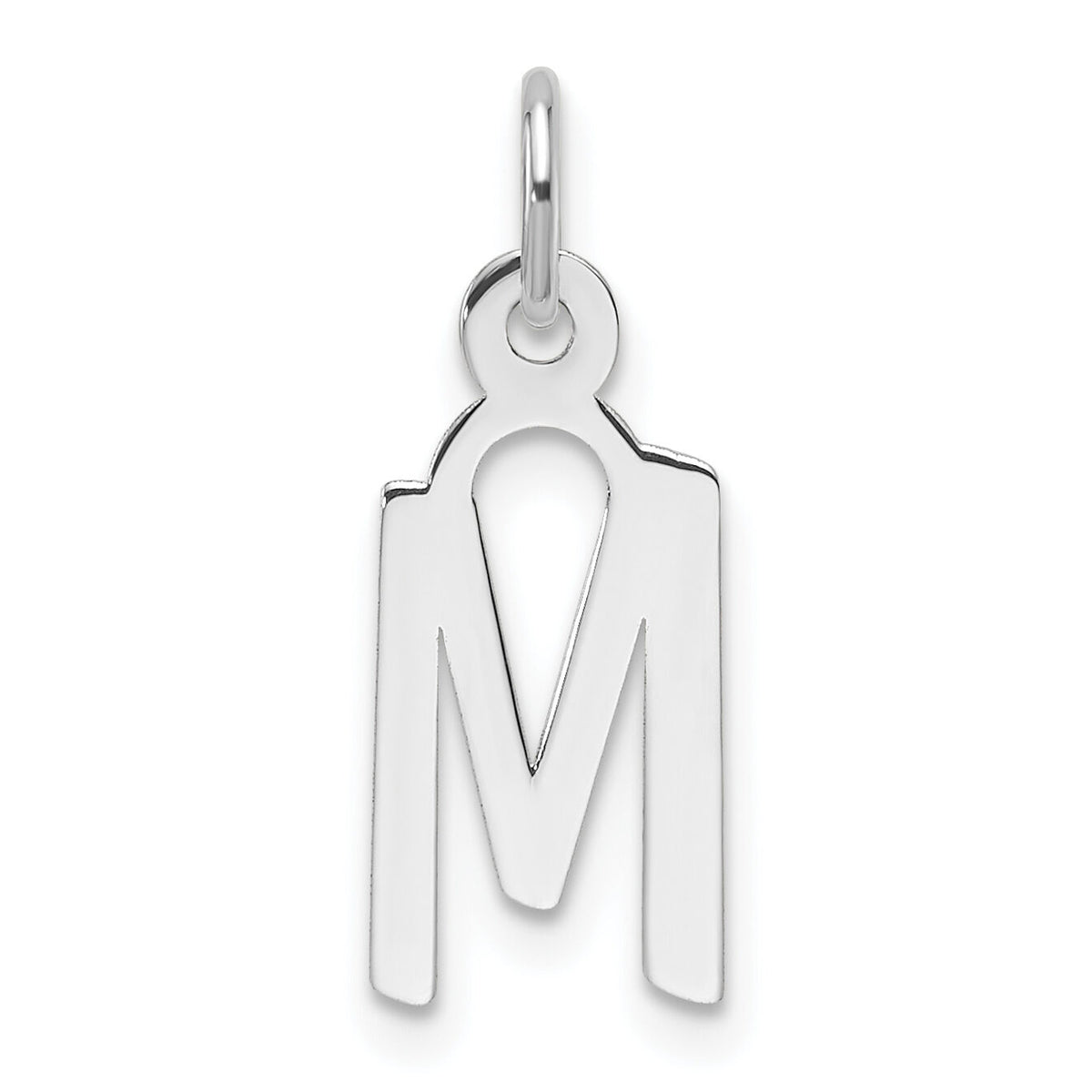 14K White Gold  Slanted Block Letter M Initial Charm-YC1526M