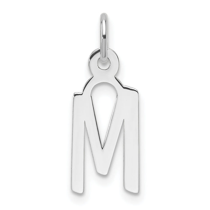 14K White Gold  Slanted Block Letter M Initial Charm-YC1526M