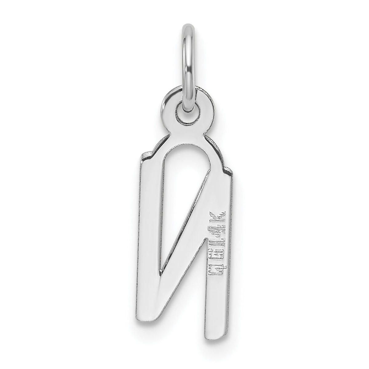 14K White Gold  Slanted Block Letter N Initial Charm-YC1526N