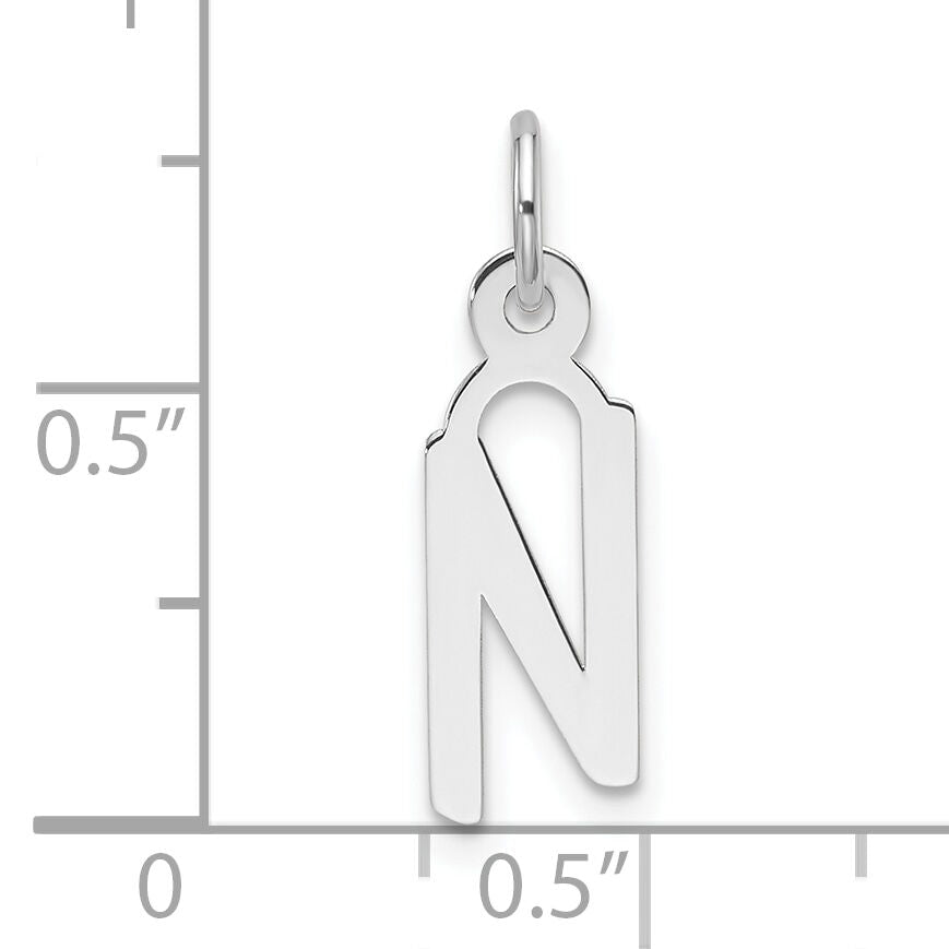 14K White Gold  Slanted Block Letter N Initial Charm-YC1526N