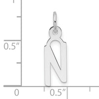 14K White Gold  Slanted Block Letter N Initial Charm-YC1526N