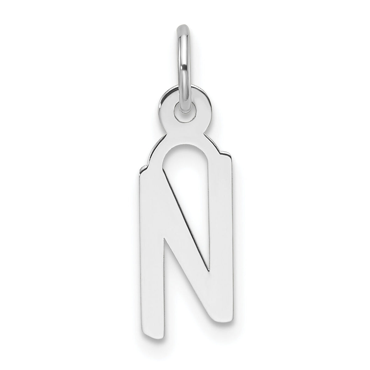 14K White Gold  Slanted Block Letter N Initial Charm-YC1526N