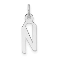 14K White Gold  Slanted Block Letter N Initial Charm-YC1526N