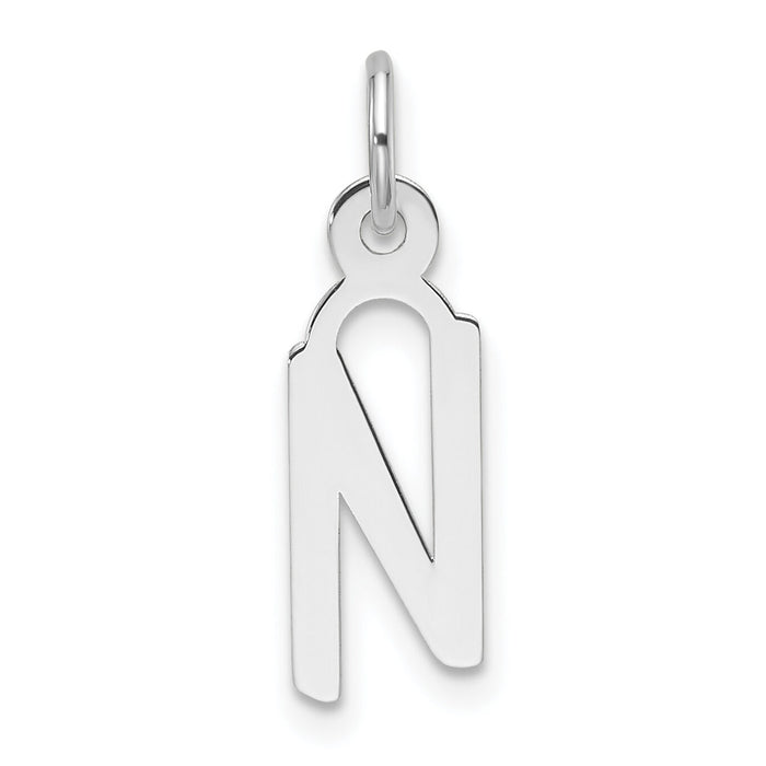14K White Gold  Slanted Block Letter N Initial Charm-YC1526N