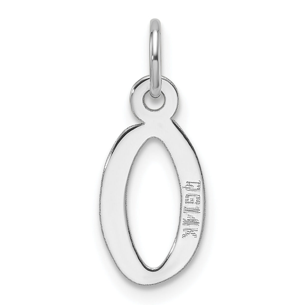14K White Gold  Slanted Block Letter O Initial Charm-YC1526O