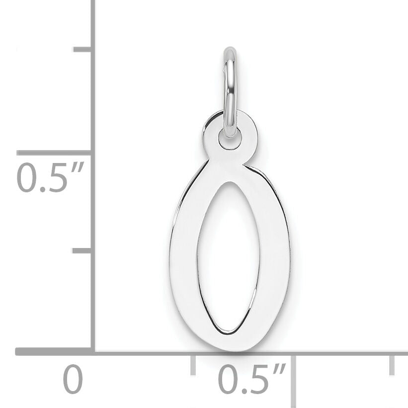 14K White Gold  Slanted Block Letter O Initial Charm-YC1526O