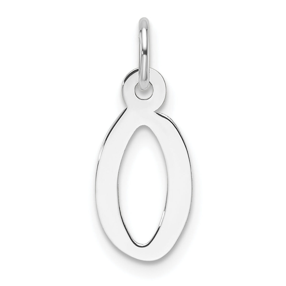 14K White Gold  Slanted Block Letter O Initial Charm-YC1526O