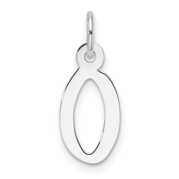 14K White Gold  Slanted Block Letter O Initial Charm-YC1526O