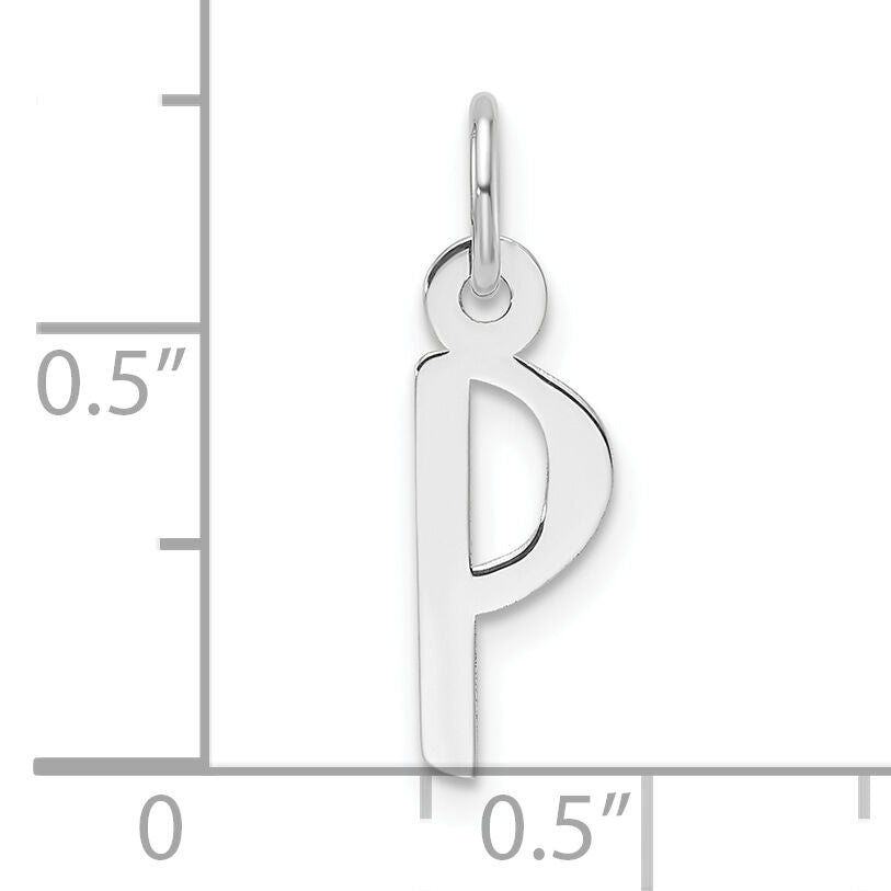 14K White Gold  Slanted Block Letter P Initial Charm-YC1526P