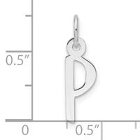 14K White Gold  Slanted Block Letter P Initial Charm-YC1526P