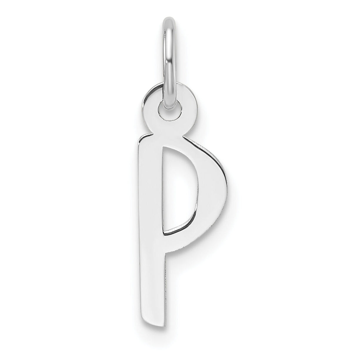 14K White Gold  Slanted Block Letter P Initial Charm-YC1526P