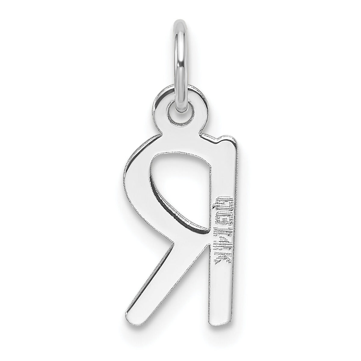 14K White Gold  Slanted Block Letter R Initial Charm-YC1526R