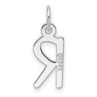 14K White Gold  Slanted Block Letter R Initial Charm-YC1526R
