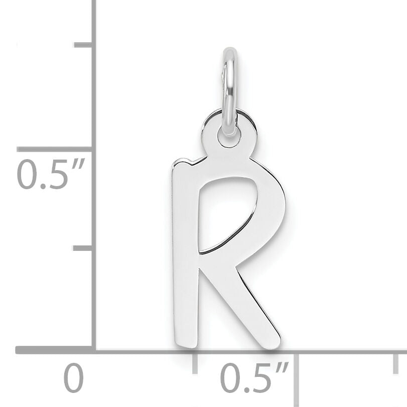 14K White Gold  Slanted Block Letter R Initial Charm-YC1526R