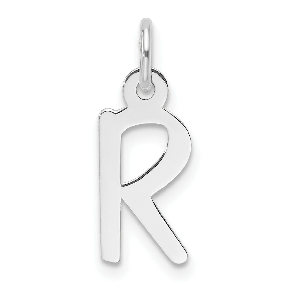 14K White Gold  Slanted Block Letter R Initial Charm-YC1526R