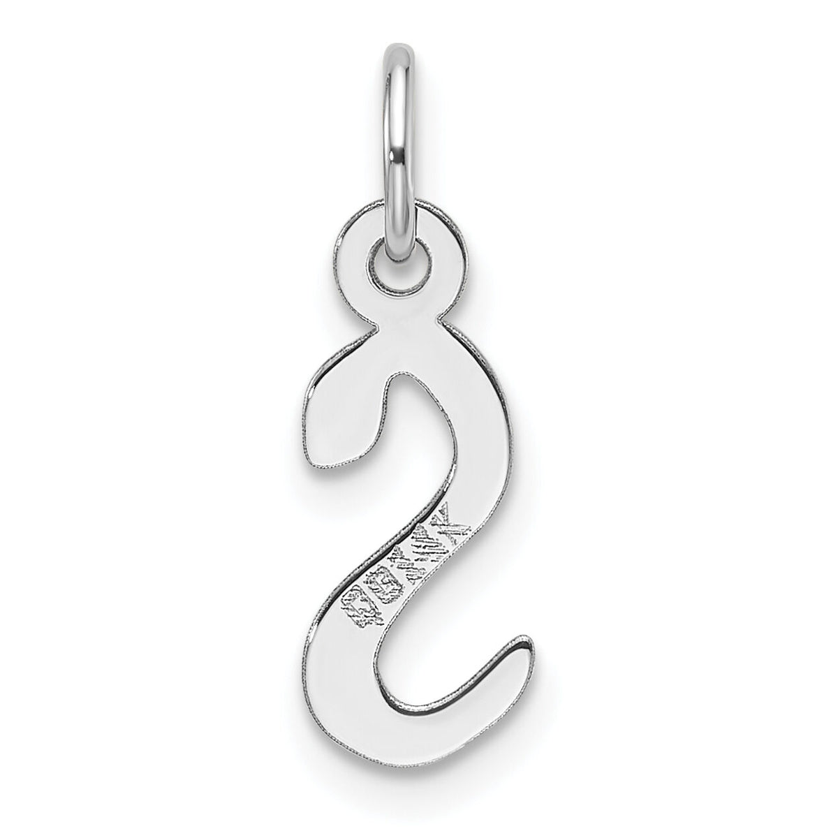 14K White Gold  Slanted Block Letter S Initial Charm-YC1526S