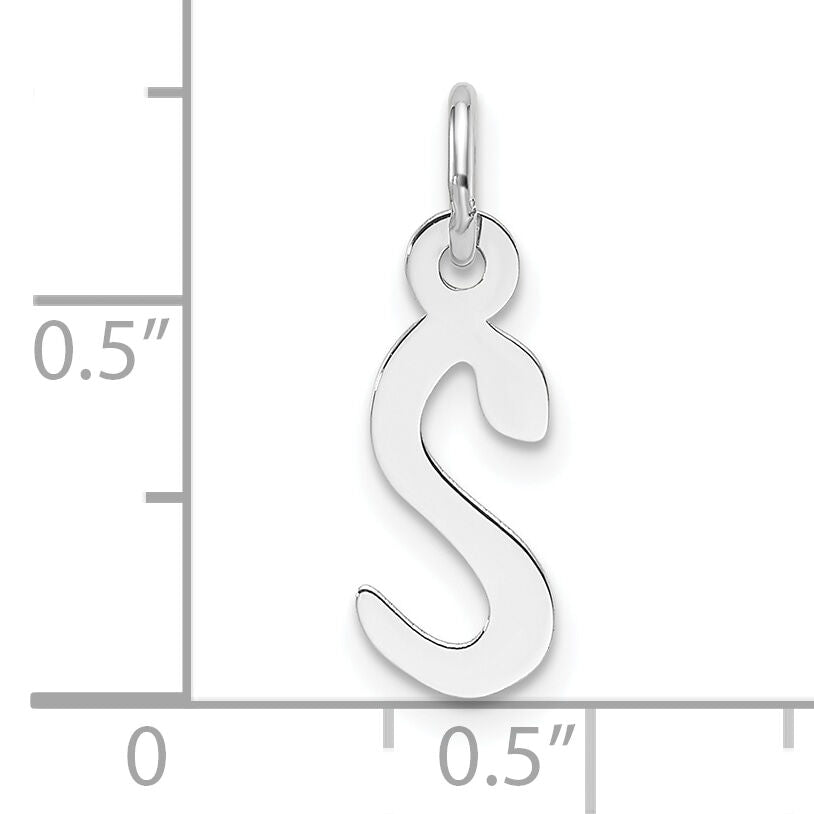 14K White Gold  Slanted Block Letter S Initial Charm-YC1526S