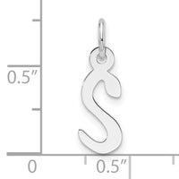 14K White Gold  Slanted Block Letter S Initial Charm-YC1526S