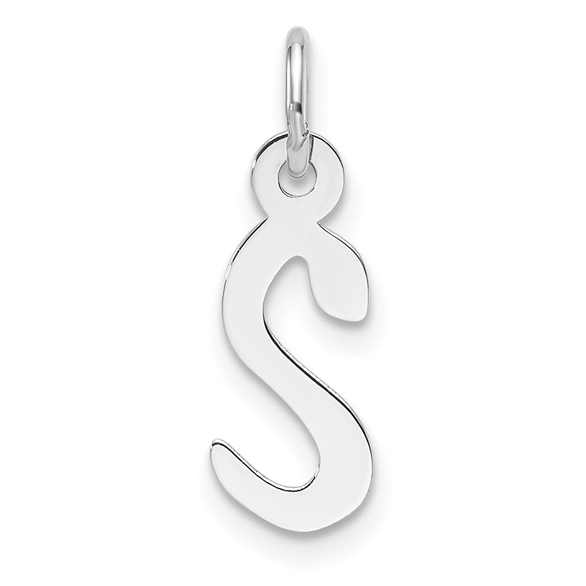 14K White Gold  Slanted Block Letter S Initial Charm-YC1526S