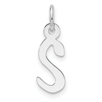 14K White Gold  Slanted Block Letter S Initial Charm-YC1526S
