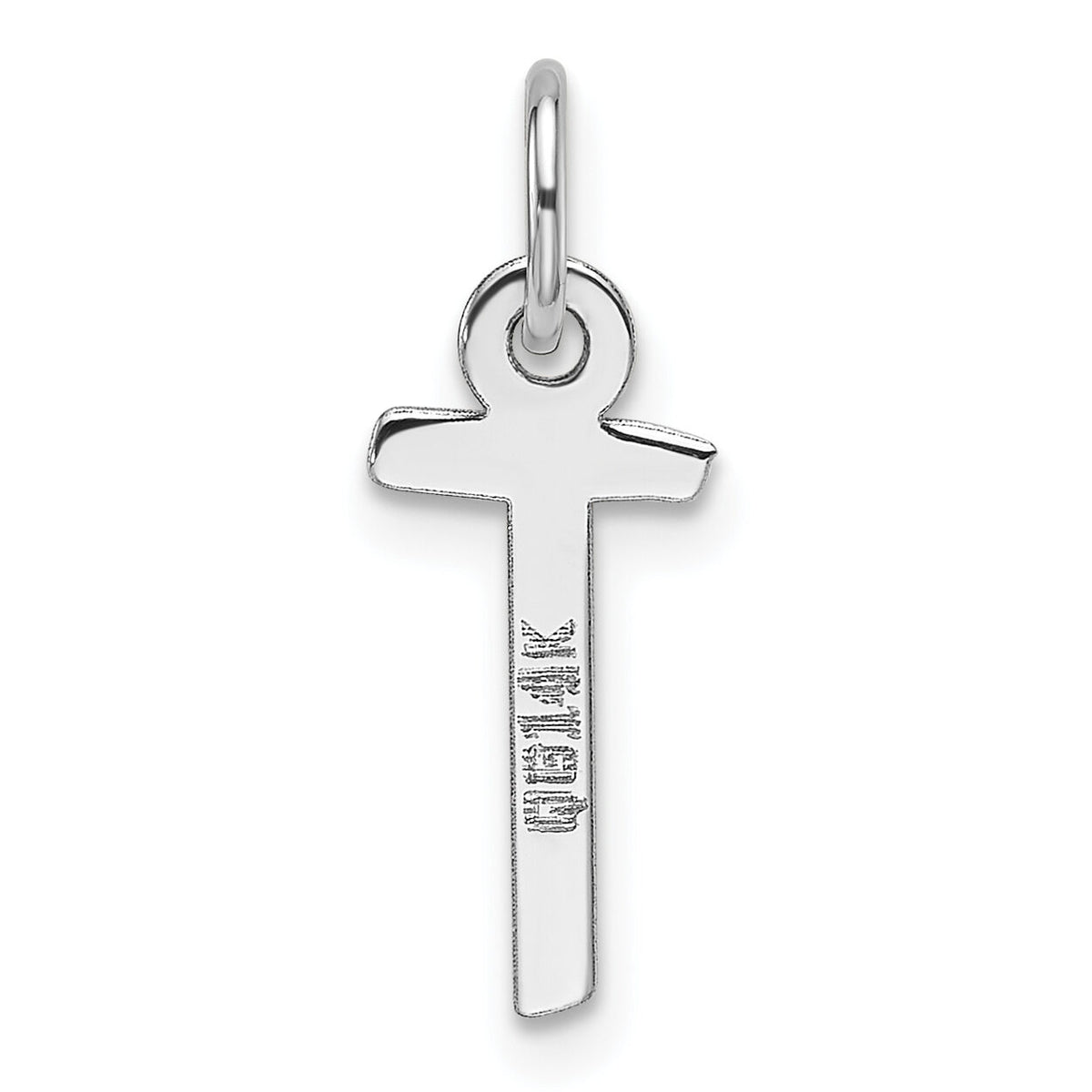 14K White Gold  Slanted Block Letter T Initial Charm-YC1526T