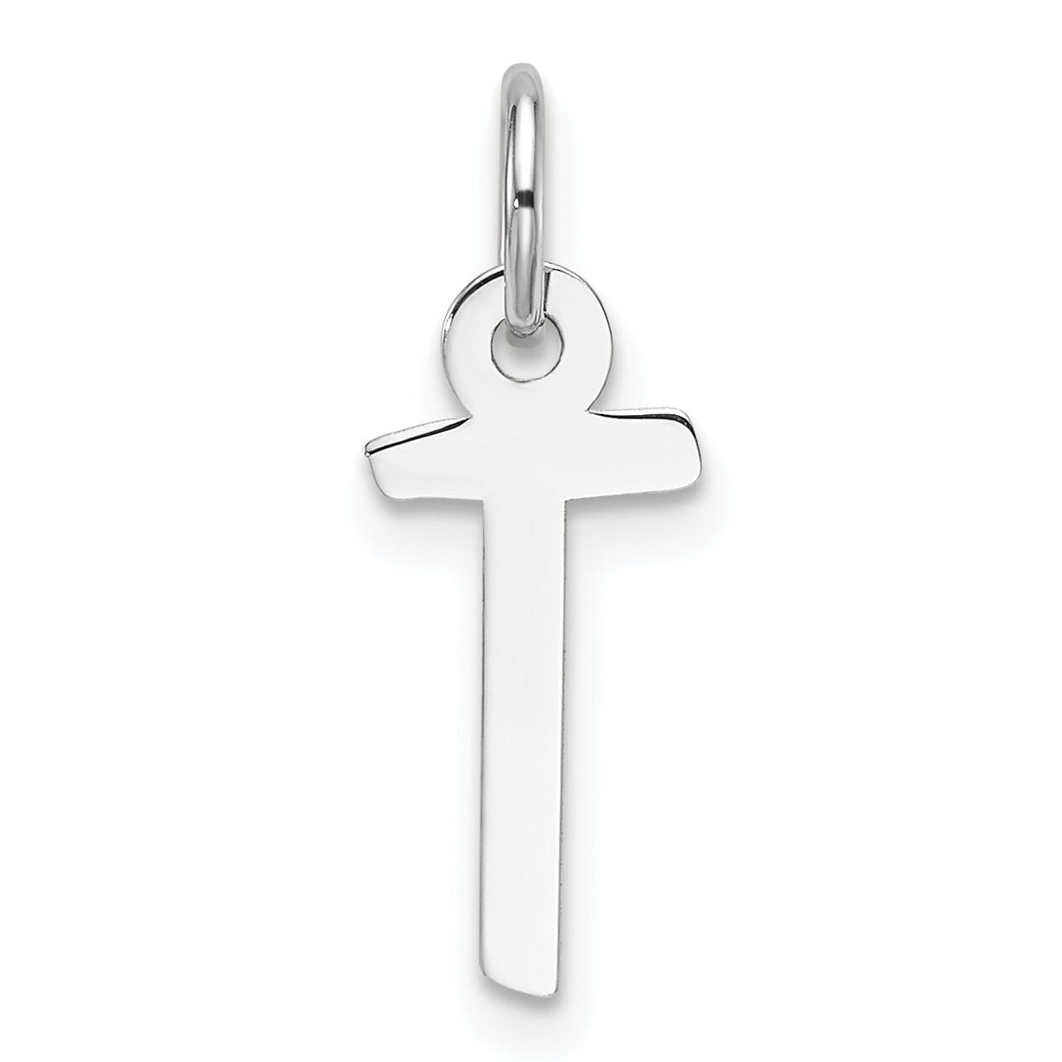 14K White Gold  Slanted Block Letter T Initial Charm-YC1526T