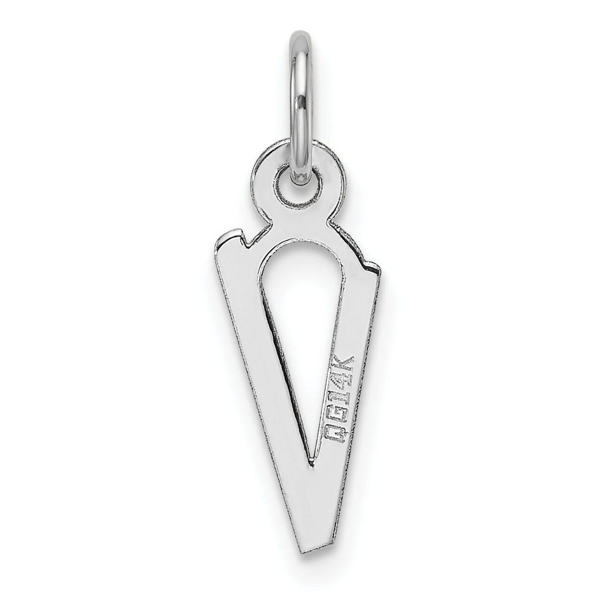 14K White Gold  Slanted Block Letter V Initial Charm-YC1526V