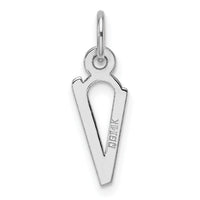14K White Gold  Slanted Block Letter V Initial Charm-YC1526V